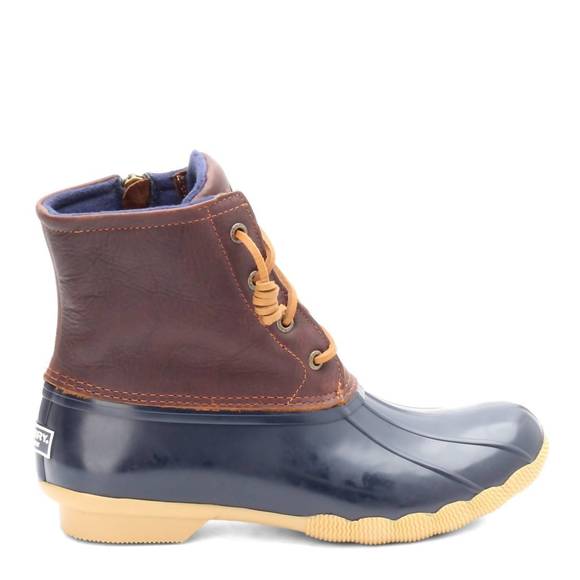 NEW SPERRY women's saltwater duck boots in tan/navy - Picture 2 of 6